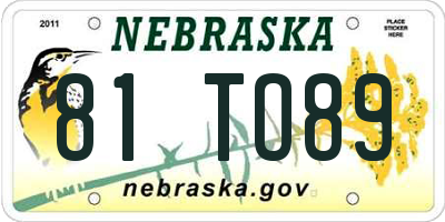 NE license plate 81TO89