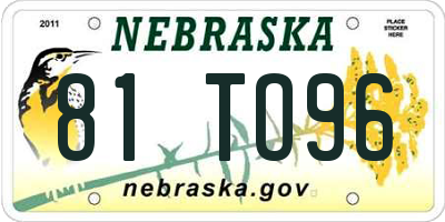 NE license plate 81TO96