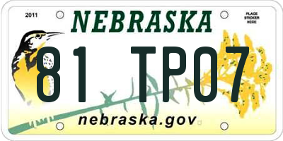 NE license plate 81TP07