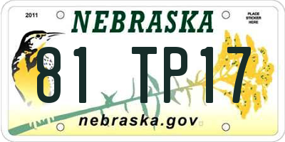 NE license plate 81TP17