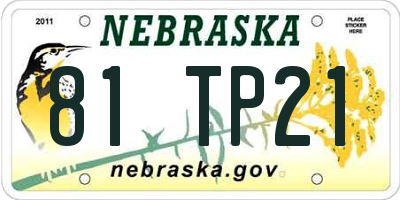 NE license plate 81TP21