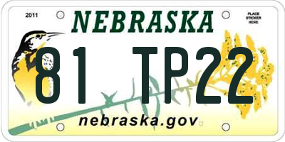NE license plate 81TP22