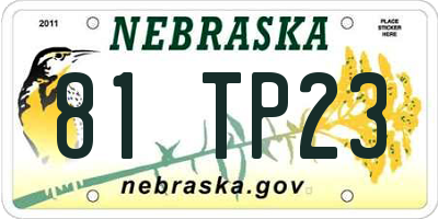 NE license plate 81TP23