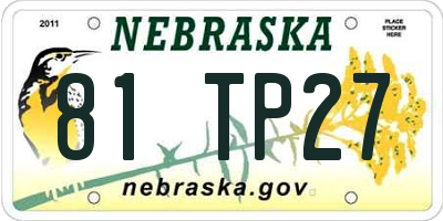 NE license plate 81TP27