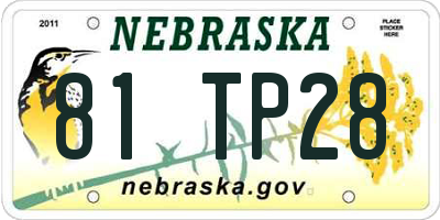 NE license plate 81TP28