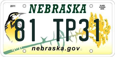 NE license plate 81TP31
