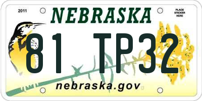 NE license plate 81TP32