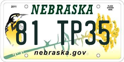 NE license plate 81TP35