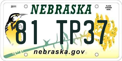 NE license plate 81TP37