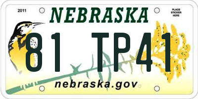 NE license plate 81TP41