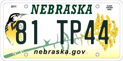 NE license plate 81TP44