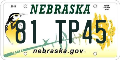 NE license plate 81TP45