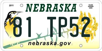 NE license plate 81TP52