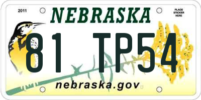 NE license plate 81TP54
