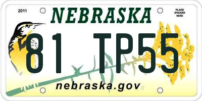 NE license plate 81TP55