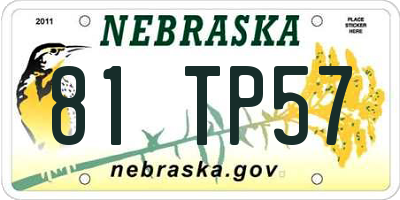 NE license plate 81TP57