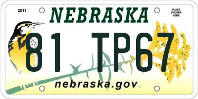 NE license plate 81TP67