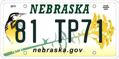 NE license plate 81TP71