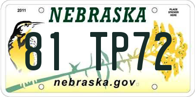 NE license plate 81TP72