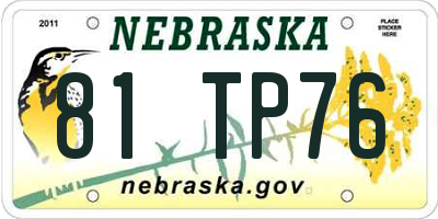 NE license plate 81TP76