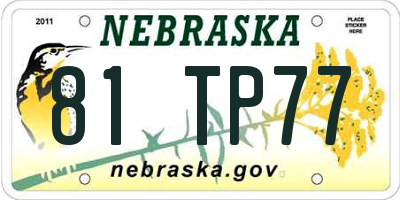 NE license plate 81TP77