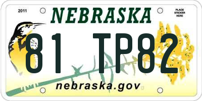 NE license plate 81TP82