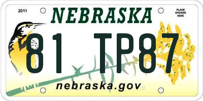 NE license plate 81TP87