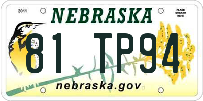 NE license plate 81TP94