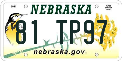 NE license plate 81TP97