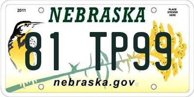 NE license plate 81TP99