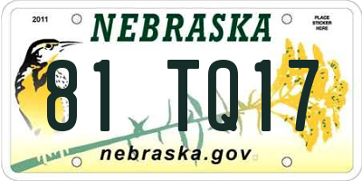 NE license plate 81TQ17