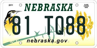 NE license plate 81TQ88