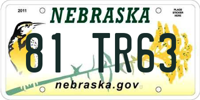 NE license plate 81TR63