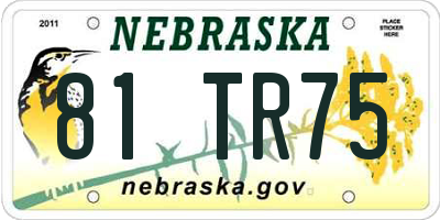 NE license plate 81TR75