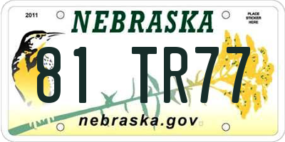 NE license plate 81TR77