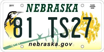 NE license plate 81TS27