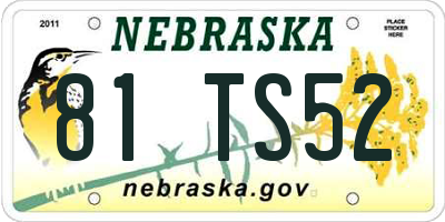NE license plate 81TS52