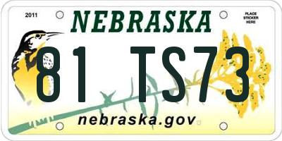 NE license plate 81TS73