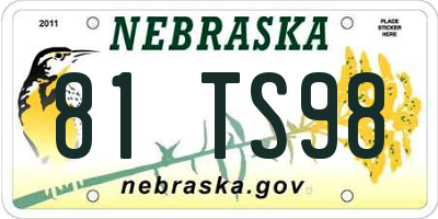 NE license plate 81TS98