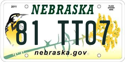 NE license plate 81TT07