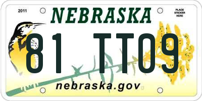 NE license plate 81TT09