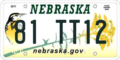 NE license plate 81TT12