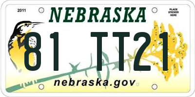 NE license plate 81TT21