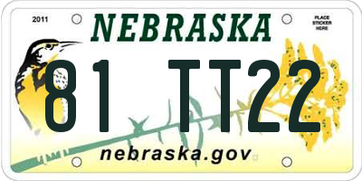 NE license plate 81TT22