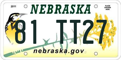 NE license plate 81TT27
