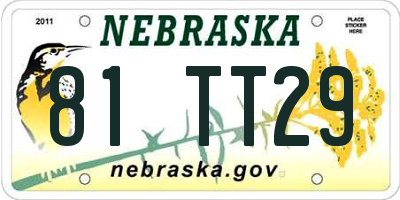 NE license plate 81TT29