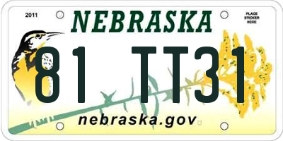 NE license plate 81TT31