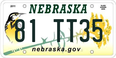 NE license plate 81TT35
