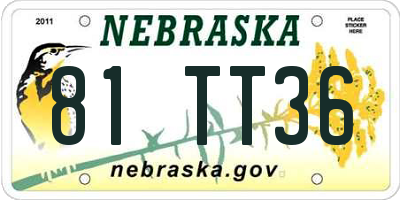 NE license plate 81TT36