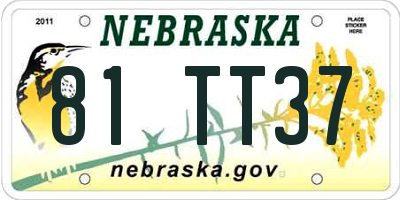 NE license plate 81TT37